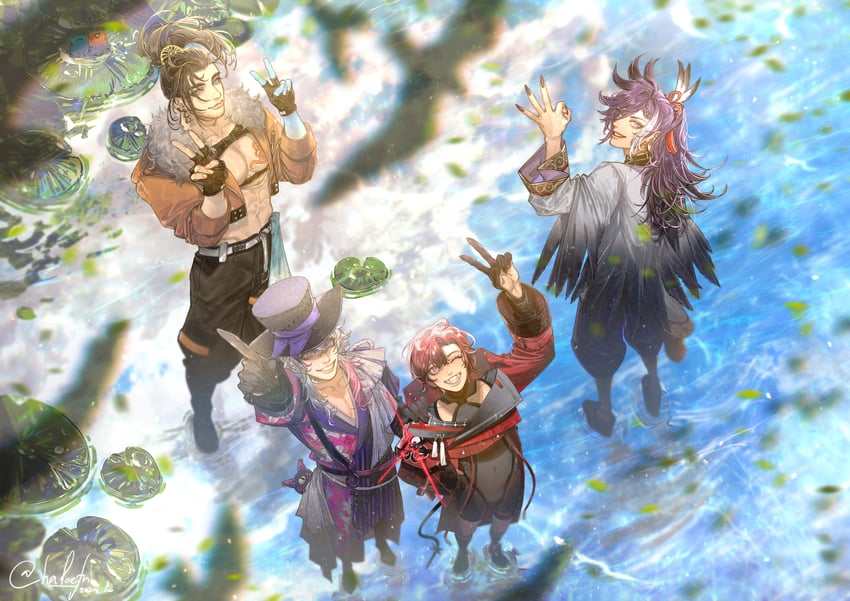 gavis bettel, machina x flayon, banzoin hakka, josuiji shinri, and phantom (holostars and 1 more) drawn by haloefn