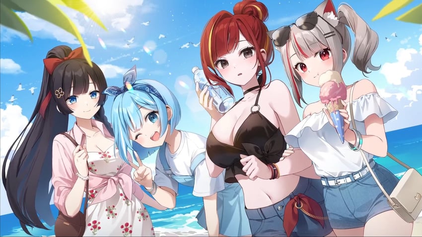akane lize, shirayuki hina, neneko mashiro, and arahashi tabi (stellive) drawn by ika_(4801055)