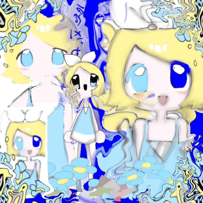 kagamine rin (vocaloid and 1 more) drawn by emuenu