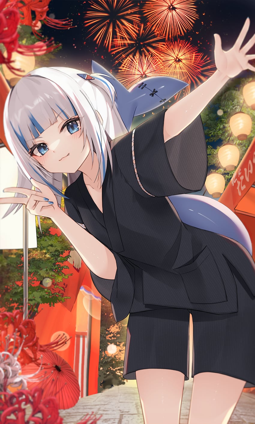 gawr gura (hololive and 1 more) drawn by thomas_8000