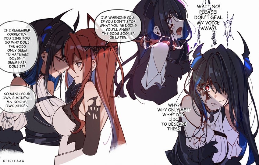 nerissa ravencroft and elizabeth rose bloodflame (hololive and 1 more) drawn by keisea