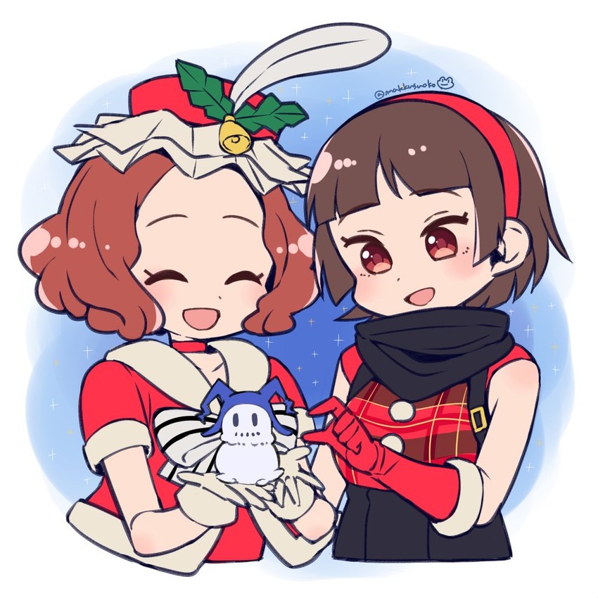 niijima makoto, okumura haru, and jack frost (persona and 1 more) drawn by do_m_kaeru