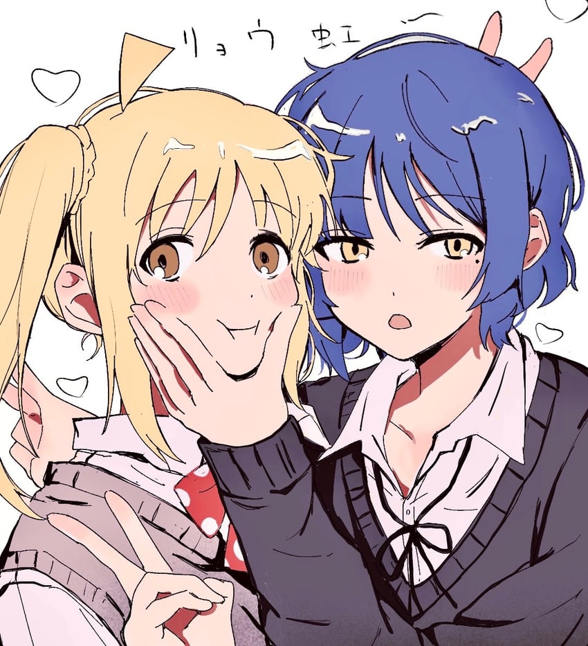 ijichi nijika and yamada ryo (bocchi the rock!) drawn by hokaze_(lx7i9frrkegzi1g)