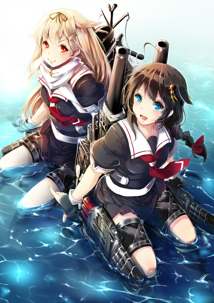 shigure, yuudachi, shigure kai ni, and yuudachi kai ni (kantai collection) drawn by toor_0111