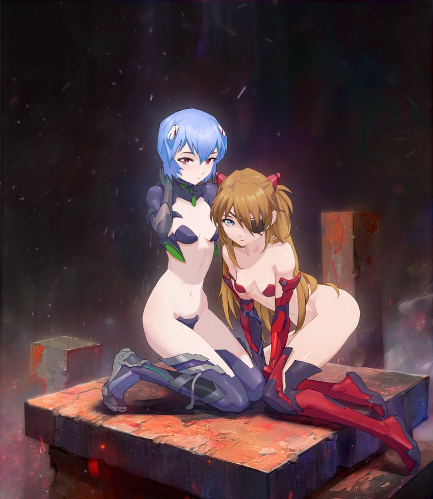 souryuu asuka langley and ayanami rei (neon genesis evangelion and 2 more) drawn by yugen99