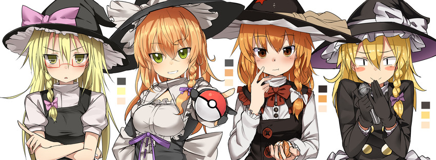 kirisame marisa, rei, uzuki, mars, and azusa (touhou and 2 more) drawn by benjamin_button_suukina_jinsei