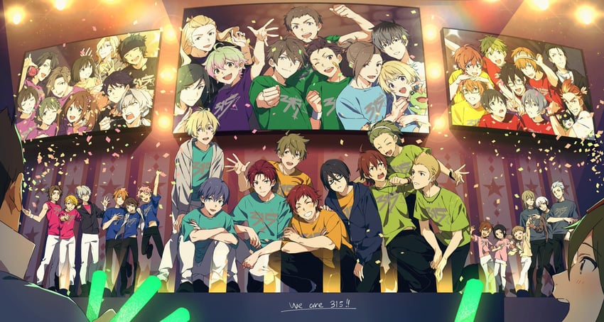 producer, akizuki ryo, mizushima saki, amagase touma, himeno kanon, and 47 more (idolmaster and 2 more) drawn by chestnut_sigure
