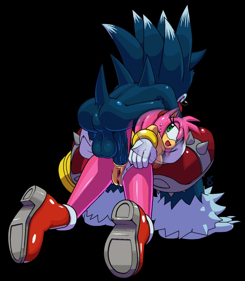 sonic the hedgehog, amy rose, and sonic the werehog (sonic and 1 more) drawn by rockthebull