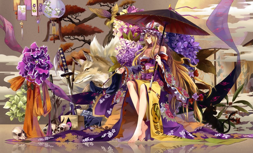yakumo yukari, yakumo ran, and chen (touhou) drawn by neko_(yanshoujie)