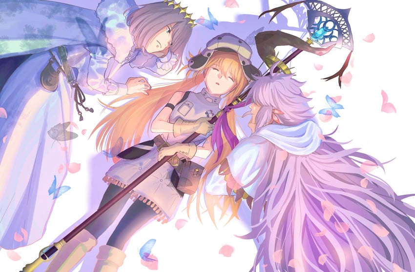 artoria pendragon, artoria caster, oberon, and merlin (fate and 1 more) drawn by hikahdesuyo
