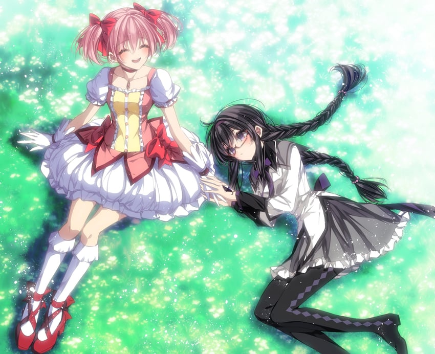 akemi homura and kaname madoka (mahou shoujo madoka magica) drawn by misteor