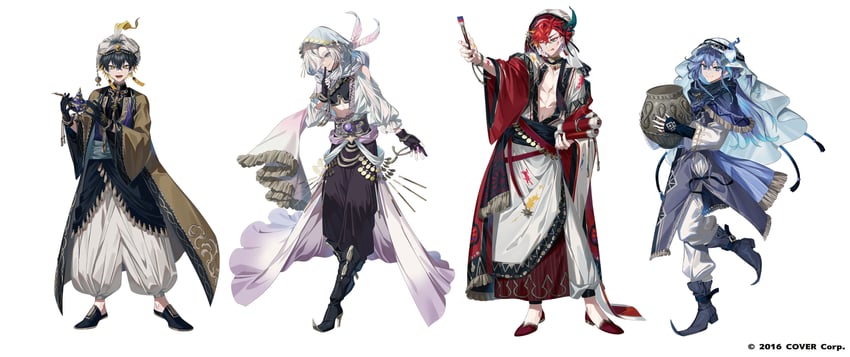 yatogami fuma, minase rio, utsugi uyu, and hizaki gamma (holostars) drawn by ninahachi