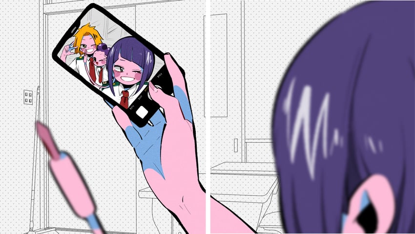 jiro kyoka, kaminari denki, and mineta minoru (boku no hero academia) drawn by anna_(aannnaa3)