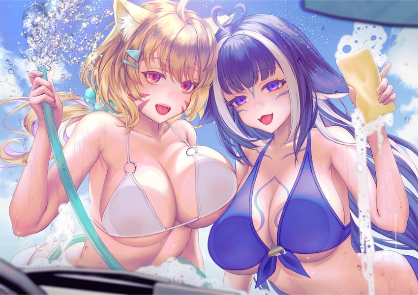 shylily and shyrei faolan (indie virtual youtuber and 1 more) drawn by megumi_(piyo7piyo9)