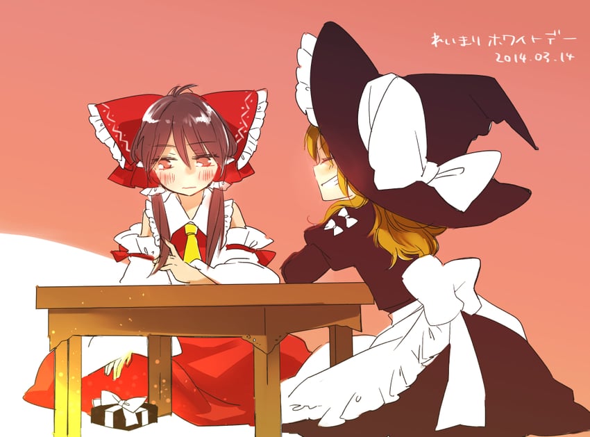 hakurei reimu and kirisame marisa (touhou) drawn by yonu_(yonurime)