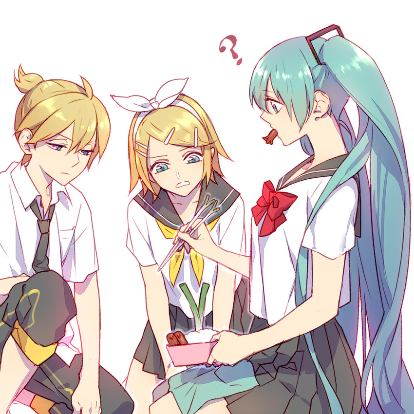 hatsune miku, kagamine rin, and kagamine len (vocaloid) drawn by kazari_tayu