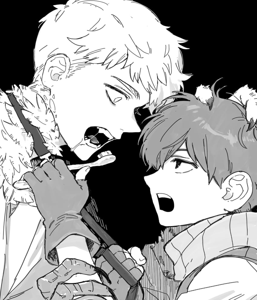 laios touden and chilchuck tims (dungeon meshi) drawn by zarame_pfpf