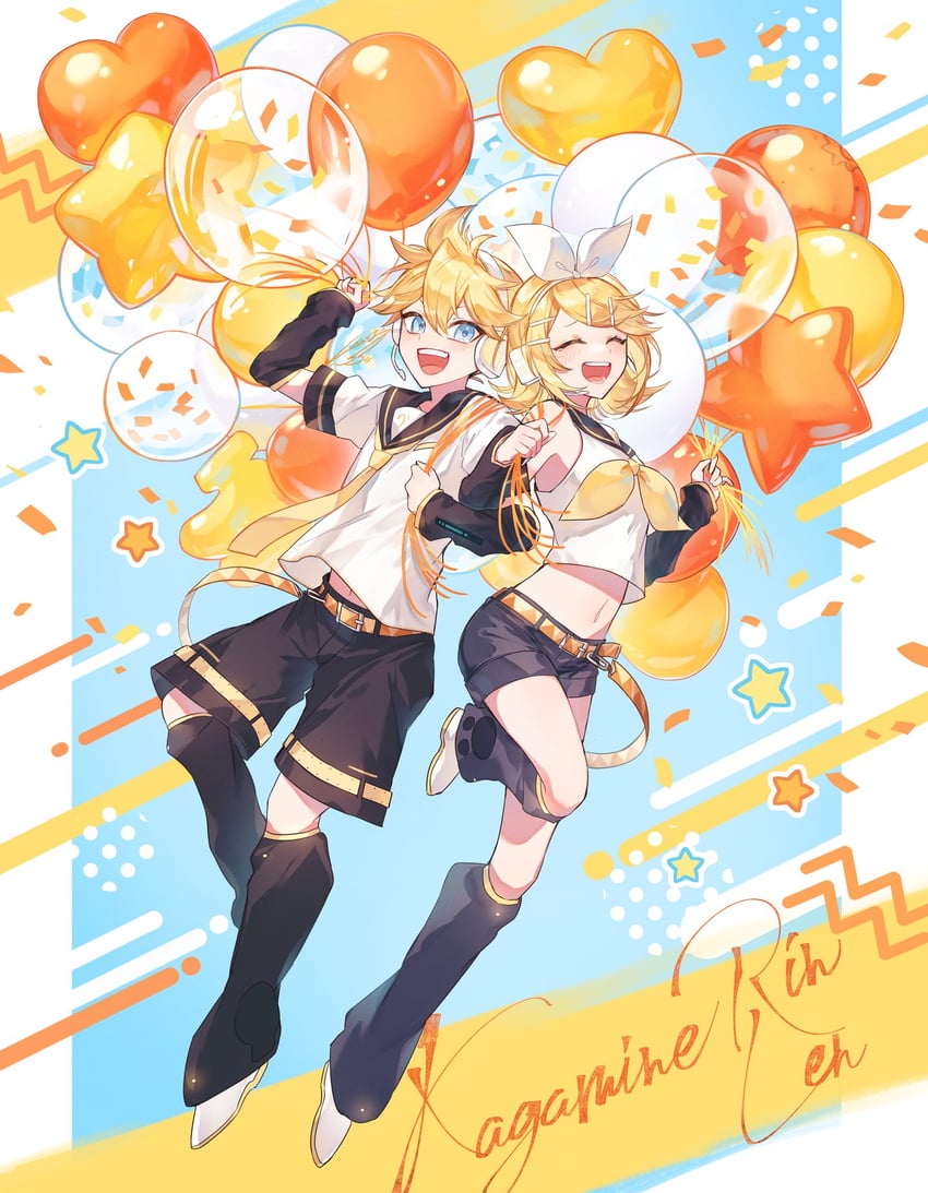 kagamine rin and kagamine len (vocaloid) drawn by shiroraba