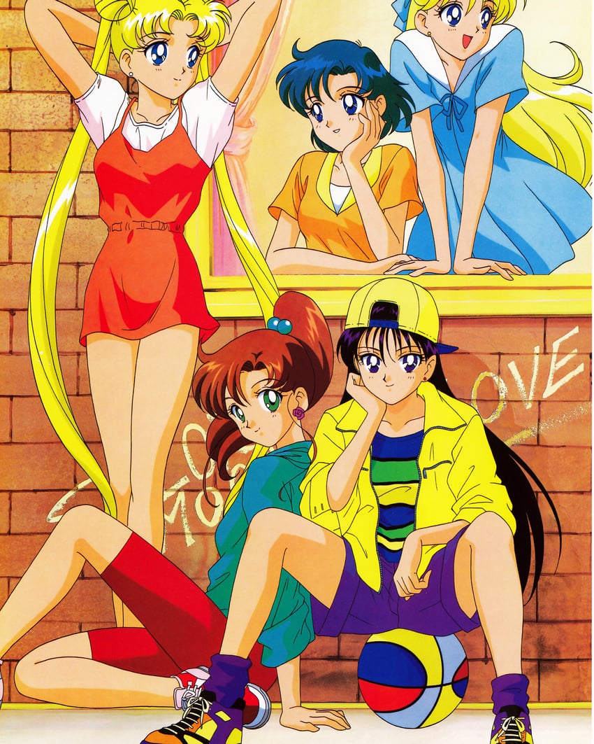 tsukino usagi, mizuno ami, aino minako, hino rei, and kino makoto (bishoujo senshi sailor moon) drawn by itou_ikuko