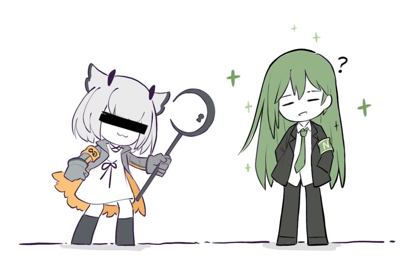 netzach and ptilopsis (arknights and 2 more) drawn by razazel0327