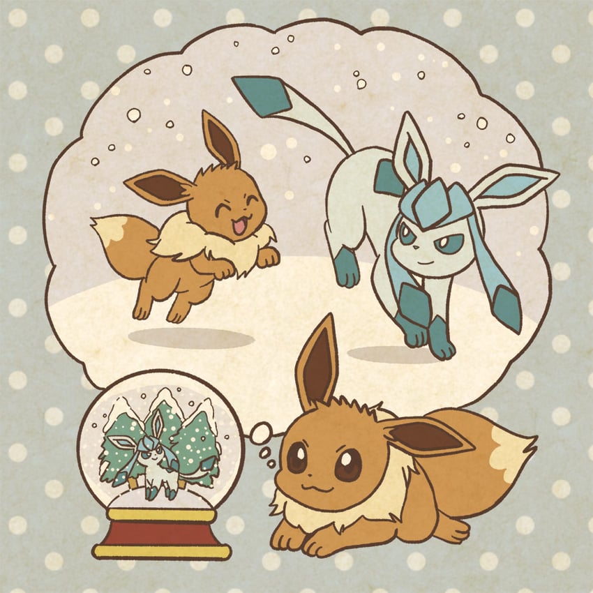 eevee and glaceon (pokemon and 1 more) drawn by mojacookie