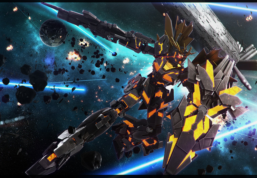 unicorn gundam banshee (gundam and 1 more) drawn by henry1025