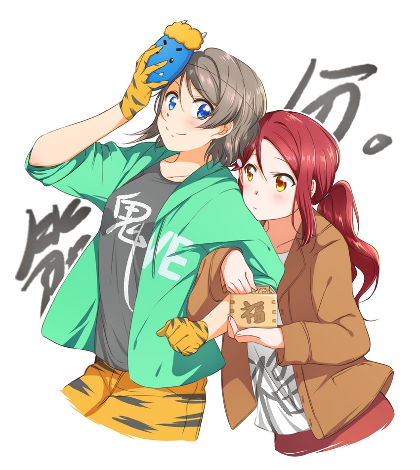 watanabe you and sakurauchi riko (love live! and 1 more) drawn by yuchi_(salmon-1000)