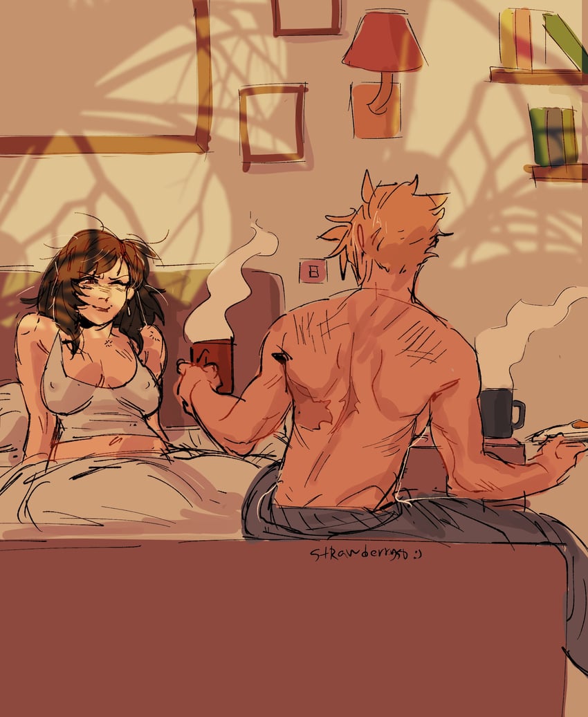 tifa lockhart and cloud strife (final fantasy and 1 more) drawn by strawderryst