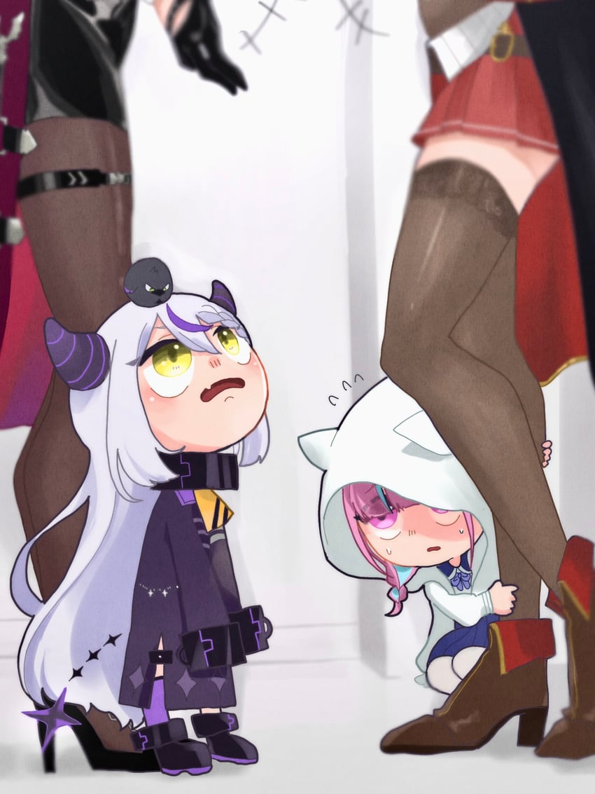 houshou marine, minato aqua, la+ darknesss, takane lui, and crow (hololive) drawn by yakihokke_m