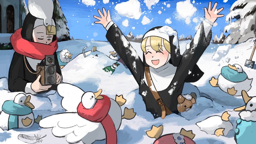 clumsy nun and spicy nun (little nuns) drawn by diva_(hyxpk)