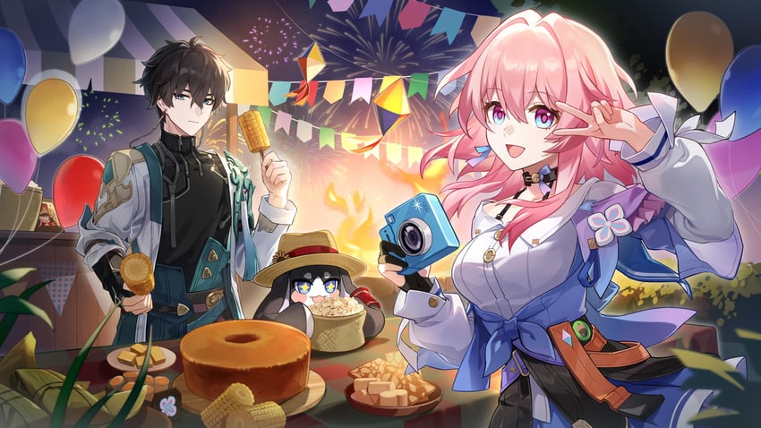 march 7th, dan heng, and pom-pom (honkai and 1 more)