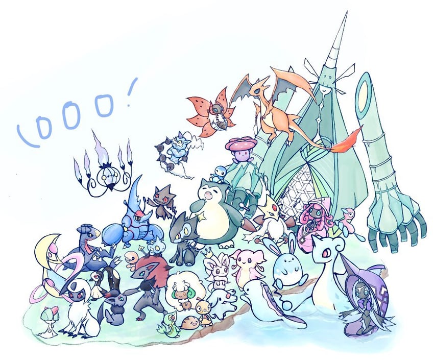charizard, piplup, snivy, garchomp, absol, and 31 more (pokemon) drawn by fireblast