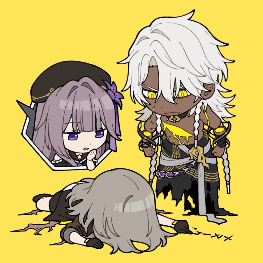 trailblazer, stelle, herta, and nanook (honkai and 1 more) drawn by kabeuchi_1105