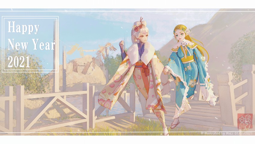 princess zelda and impa (the legend of zelda and 2 more) drawn by irisl