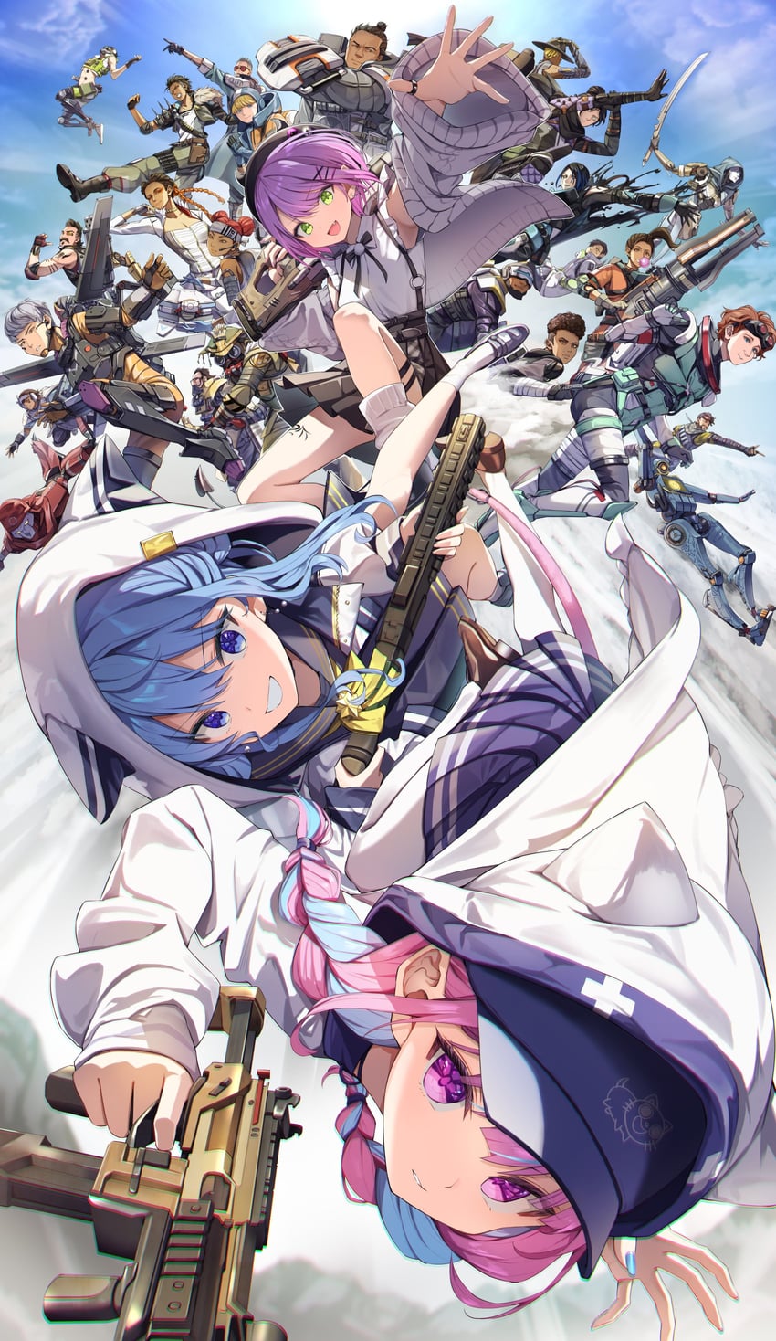 hoshimachi suisei, minato aqua, tokoyami towa, wattson, wraith, and 24 more (hololive and 1 more) drawn by summer_tail720
