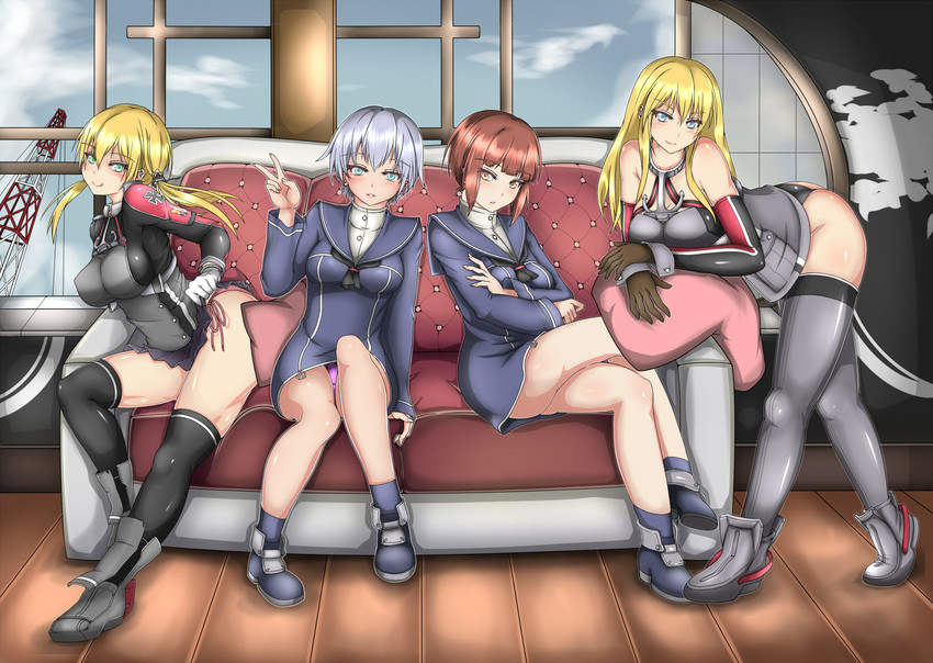 prinz eugen, bismarck, z1 leberecht maass, and z3 max schultz (kantai collection) drawn by nikuku_(kazedesune)