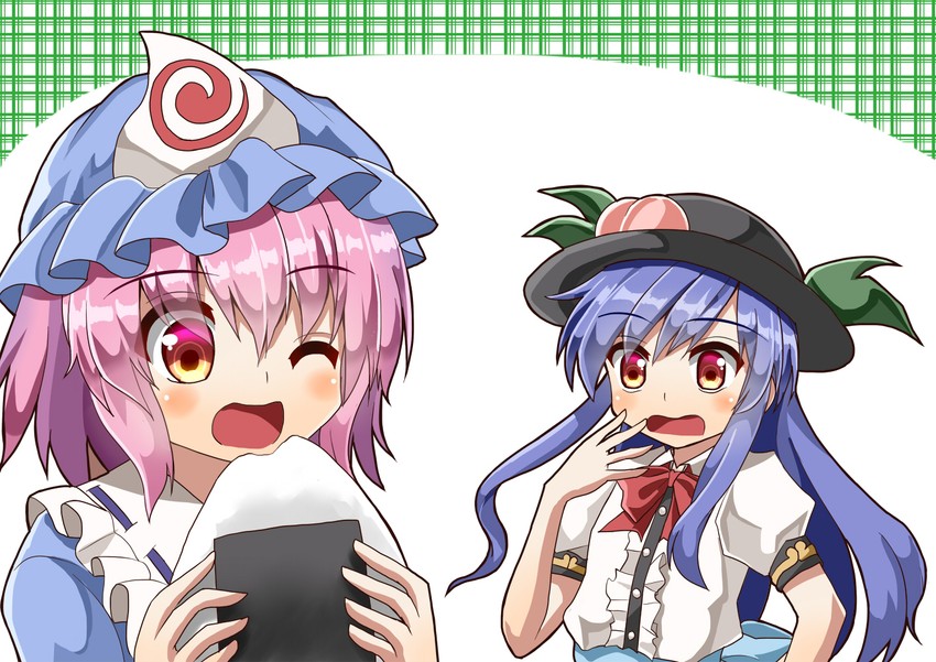 saigyouji yuyuko and hinanawi tenshi (touhou) drawn by sugiyama_ichirou