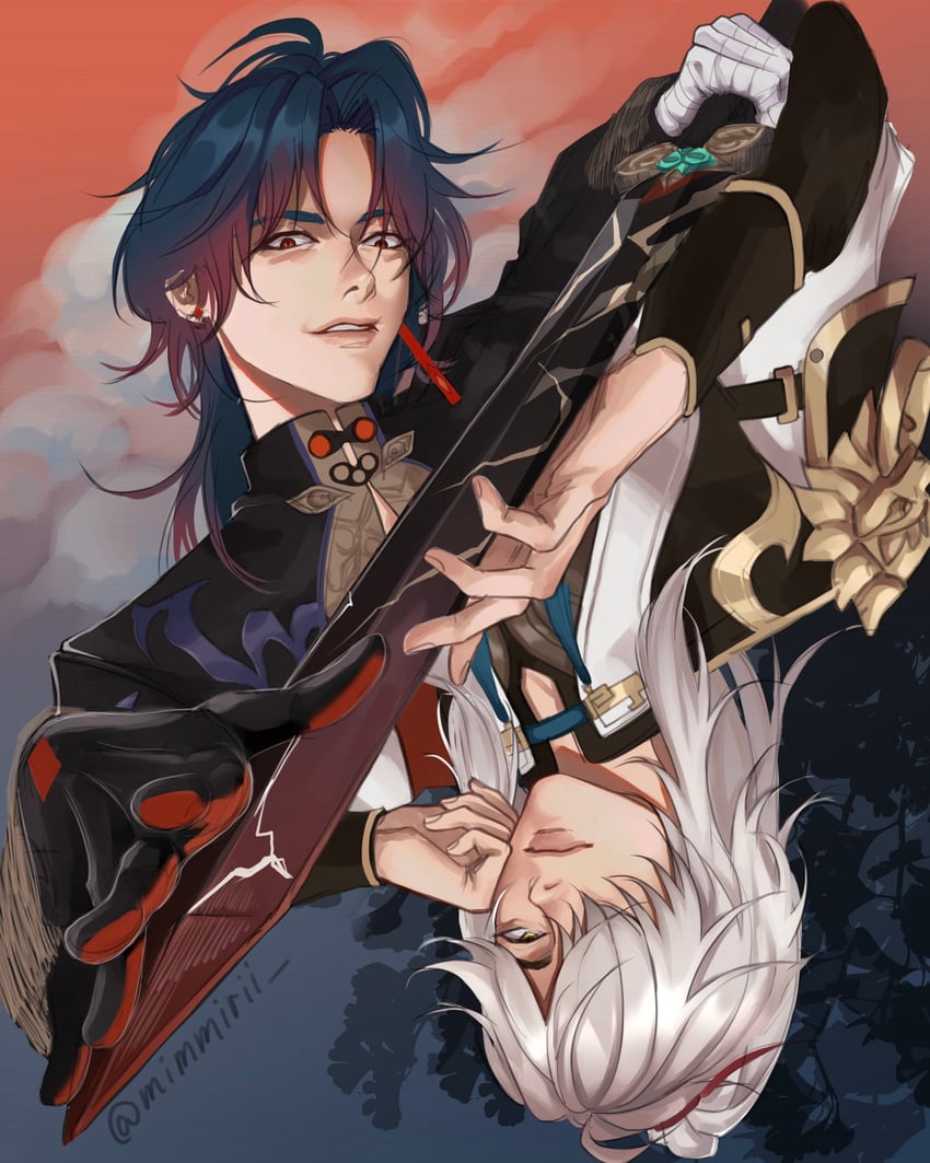 blade and jing yuan (honkai and 1 more) drawn by mimmirii