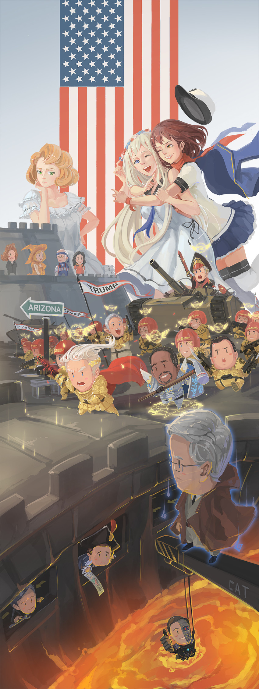 gilgamesh, captain america, astra militarum, emperor of mankind, donald trump, and 15 more (fate and 8 more) drawn by sima_naoteng