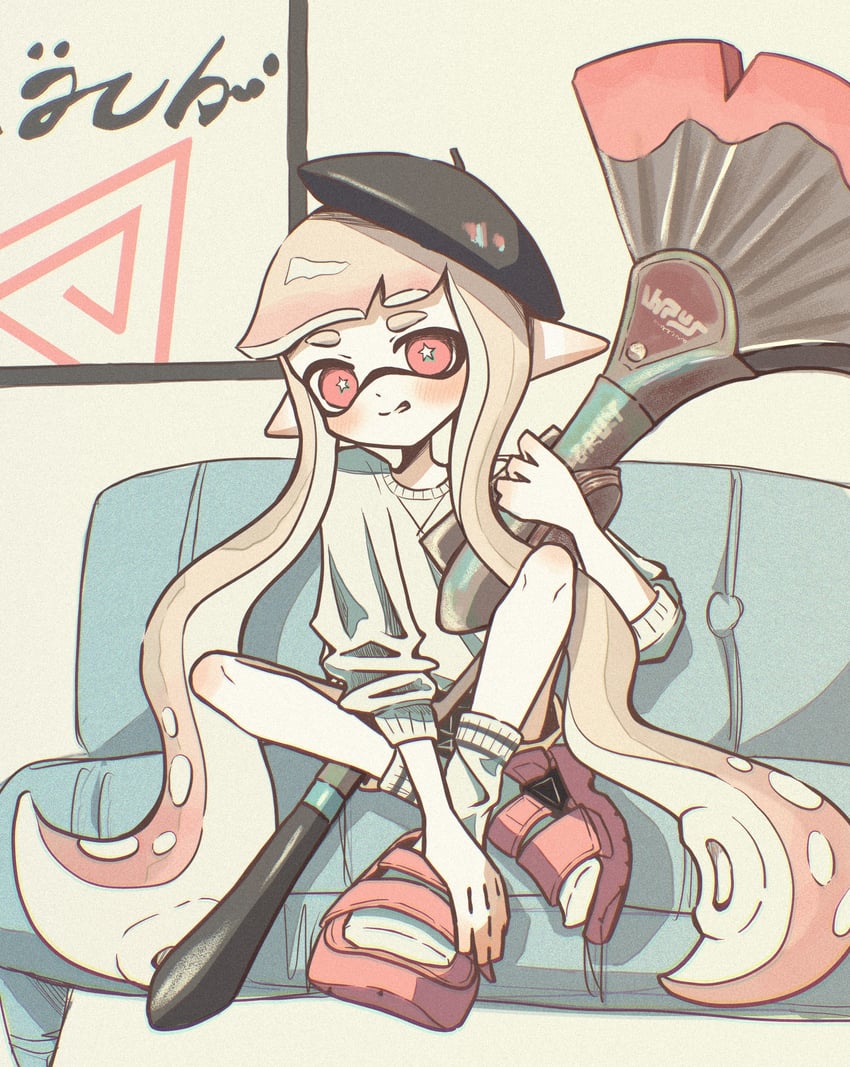 inkling player character and inkling girl (splatoon and 1 more) drawn by osakanagumi11