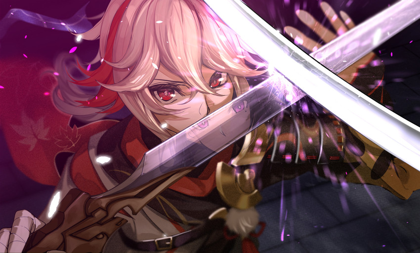 raiden shogun and kaedehara kazuha (genshin impact) drawn by okura_shito