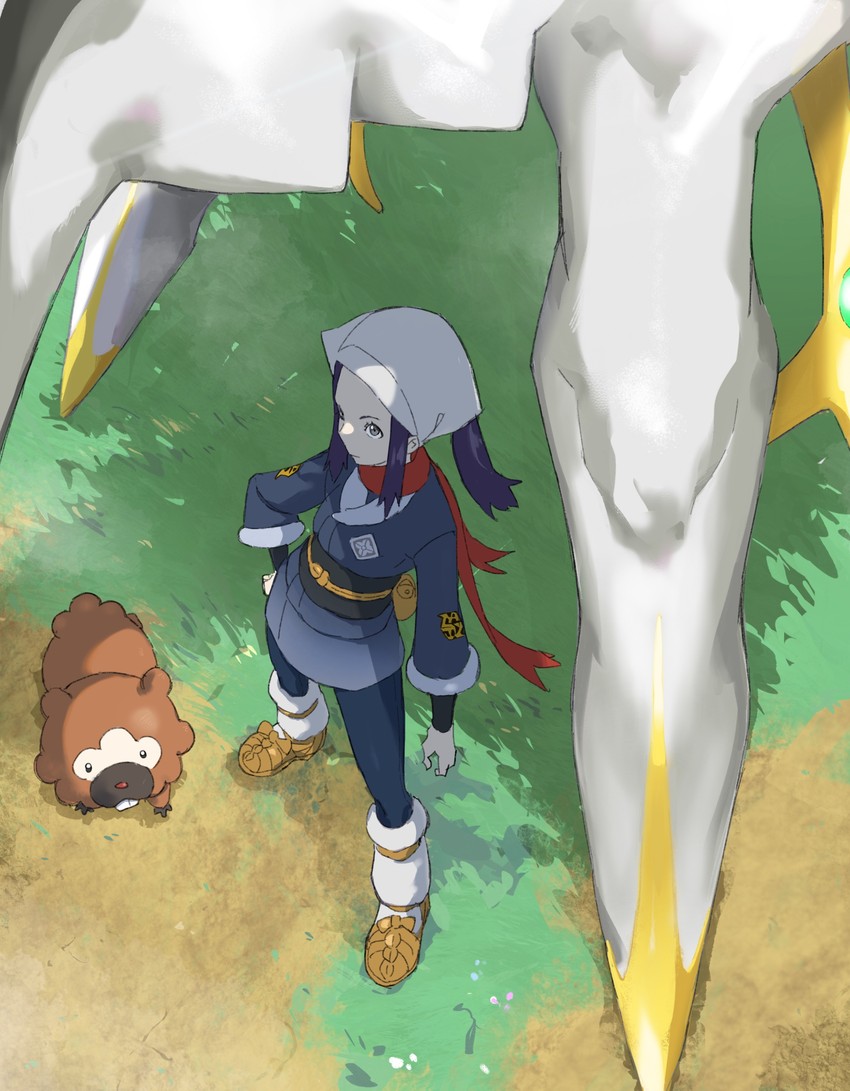 akari, arceus, and bidoof (pokemon and 1 more) drawn by himuro_yukichiko