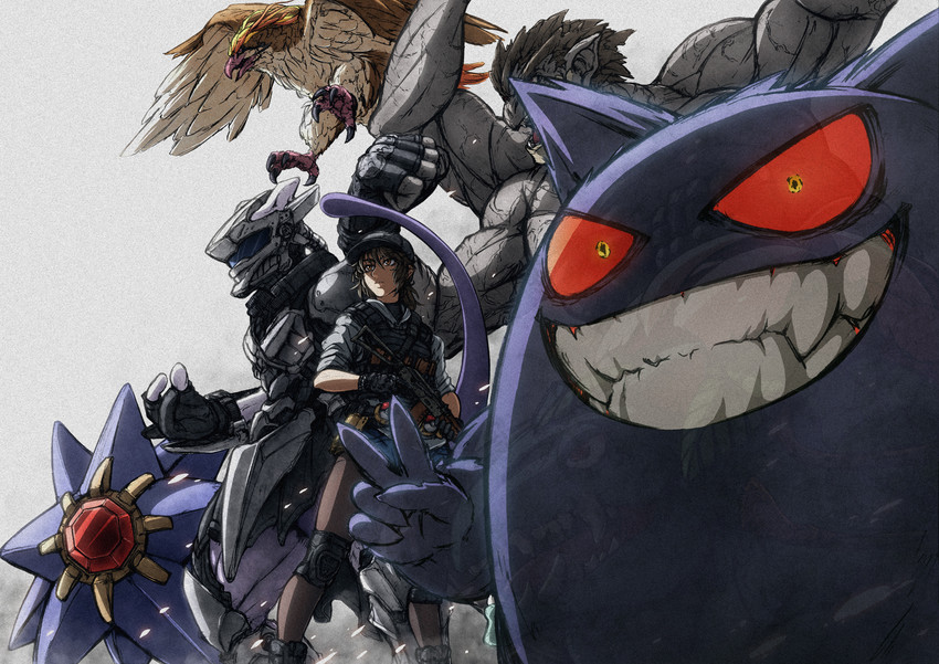 gengar, mewtwo, venusaur, machamp, starmie, and 2 more (pokemon) drawn by imizu_(nitro_unknown)