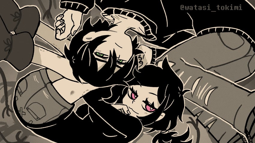 ashley graves and andrew graves (panty & stocking with garterbelt and 1 more) drawn by watasi_tokimi