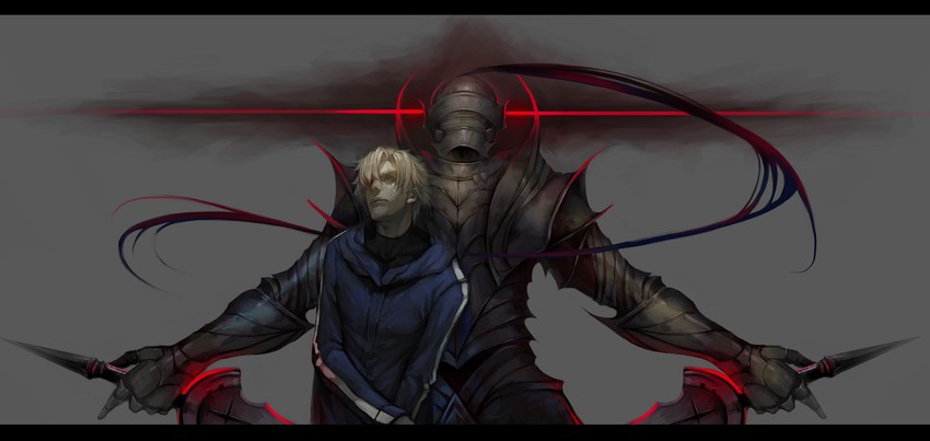 matou kariya and berserker (fate and 1 more) drawn by white-corner