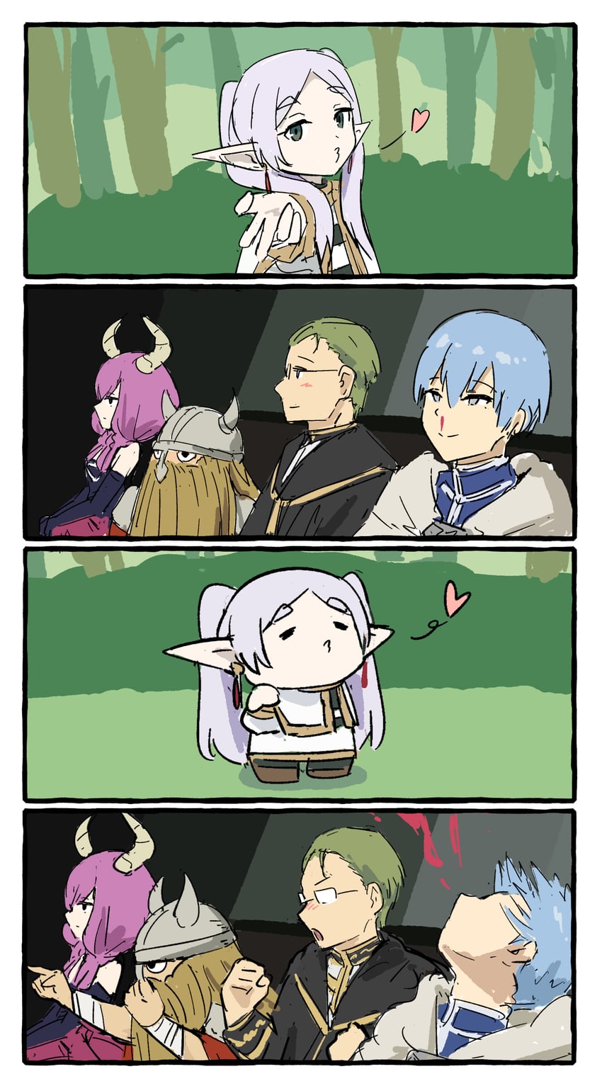 frieren, himmel, aura, eisen, and heiter (sousou no frieren) drawn by tenten_(chan4545)