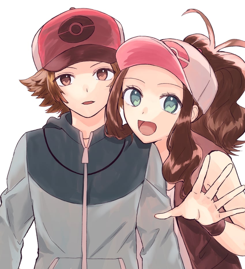 hilda and hilbert (pokemon and 1 more) drawn by enamo_(dcah)