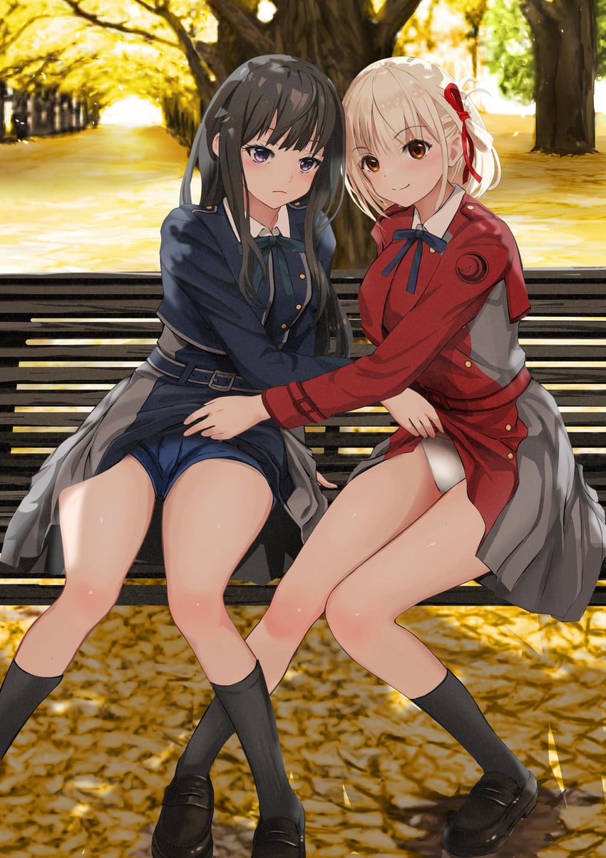 nishikigi chisato and inoue takina (lycoris recoil) drawn by gibun_(sozoshu)