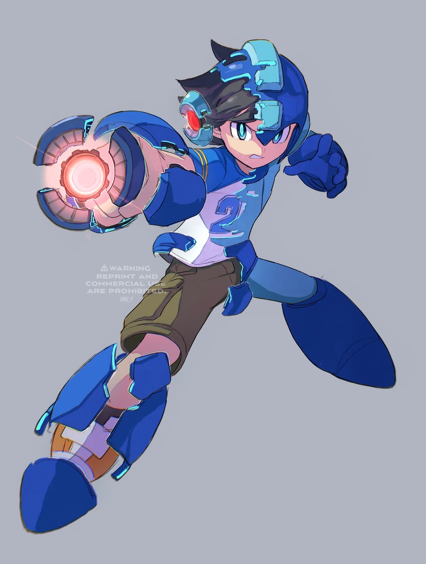 mega man (mega man and 1 more) drawn by tanaka_(is2_p)