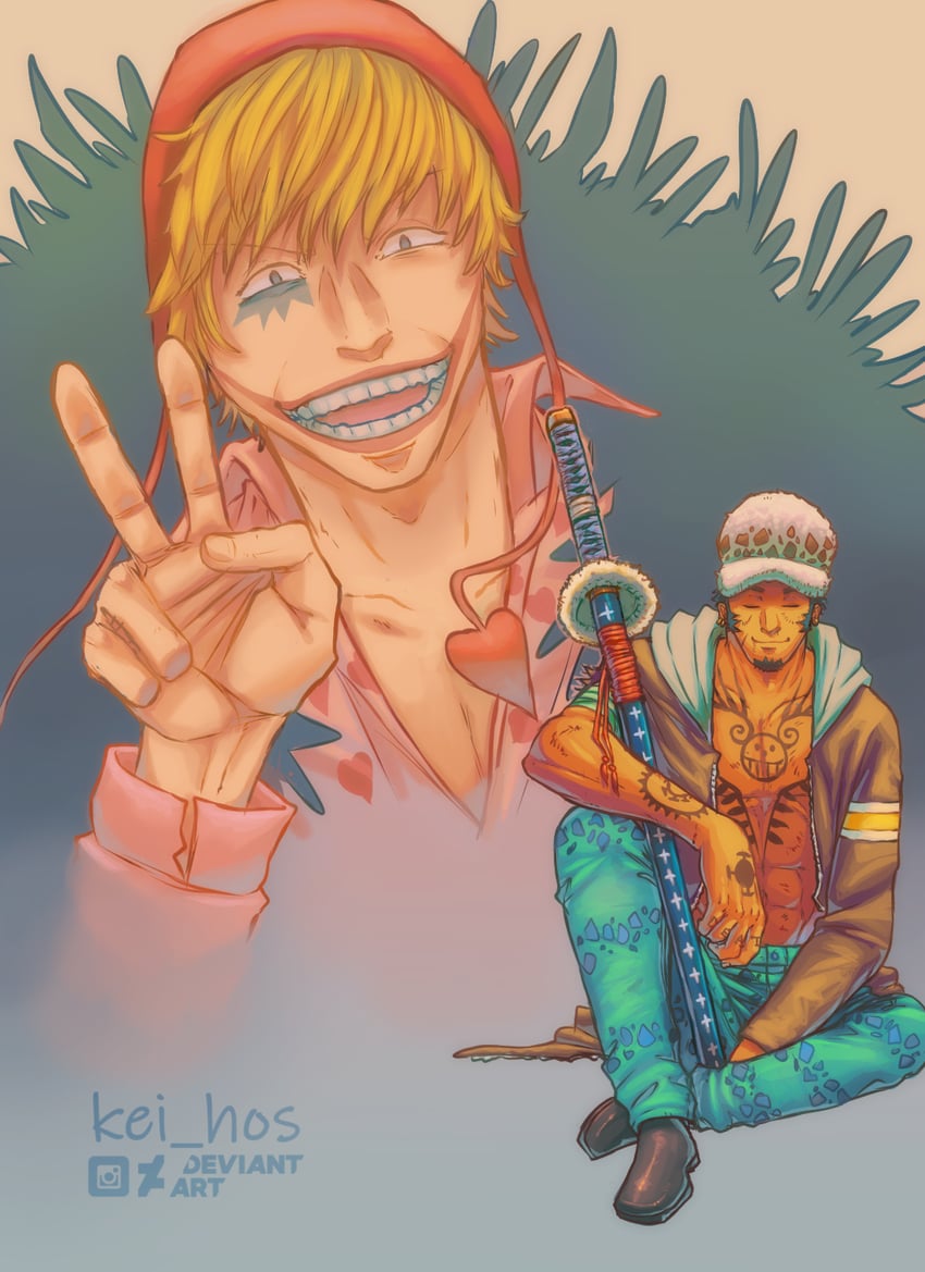 trafalgar law and donquixote rocinante (one piece) drawn by kei-hos